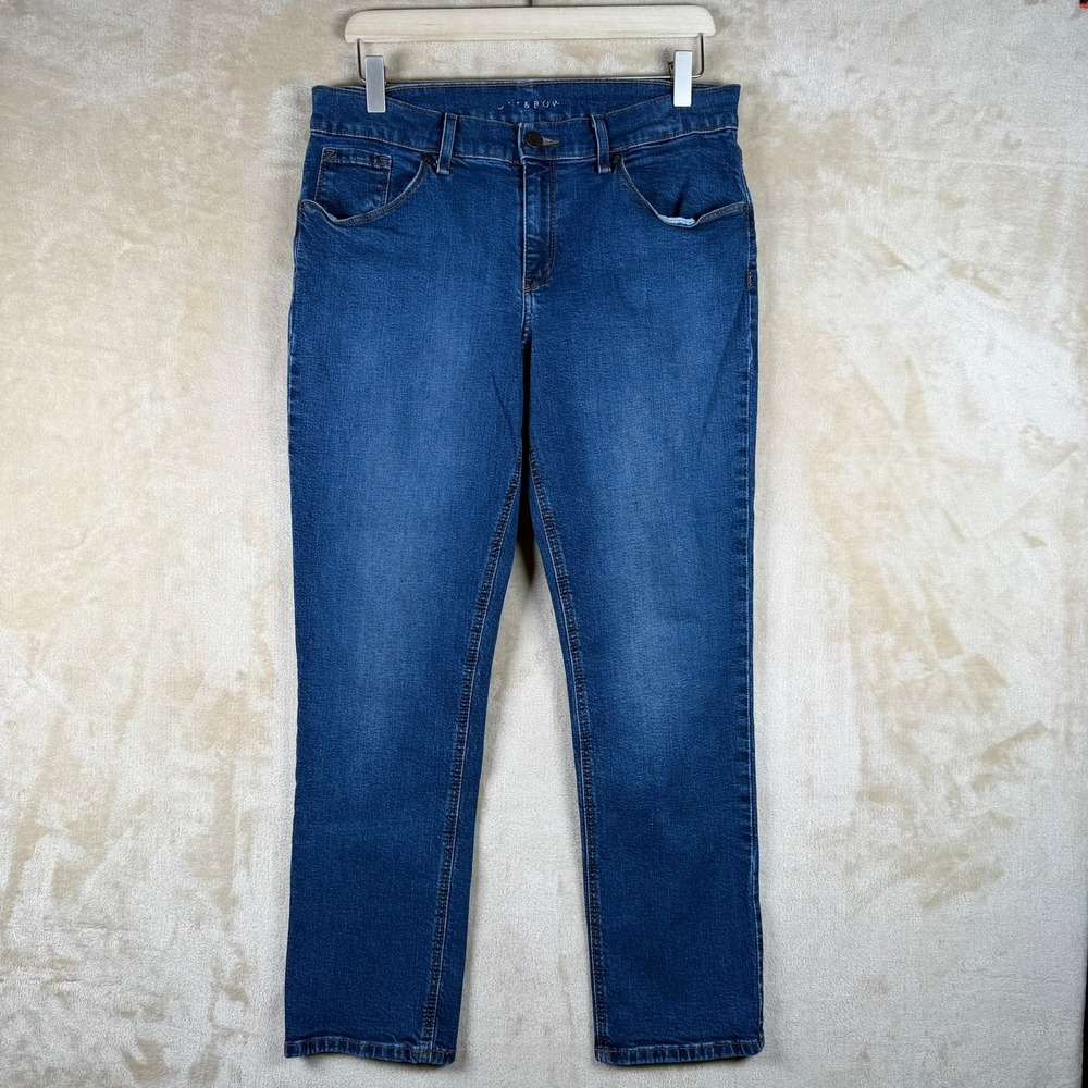 Mott & Bow Mid Rise Slim Boyfriend Jeans Medium Indigo Wash 29x28 Quality Denim